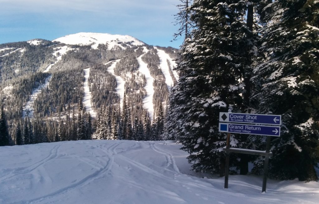 Sun Peaks - entrance to Cover Shot ski run.
